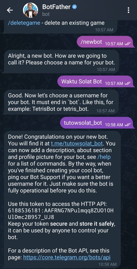 botfather newbot command